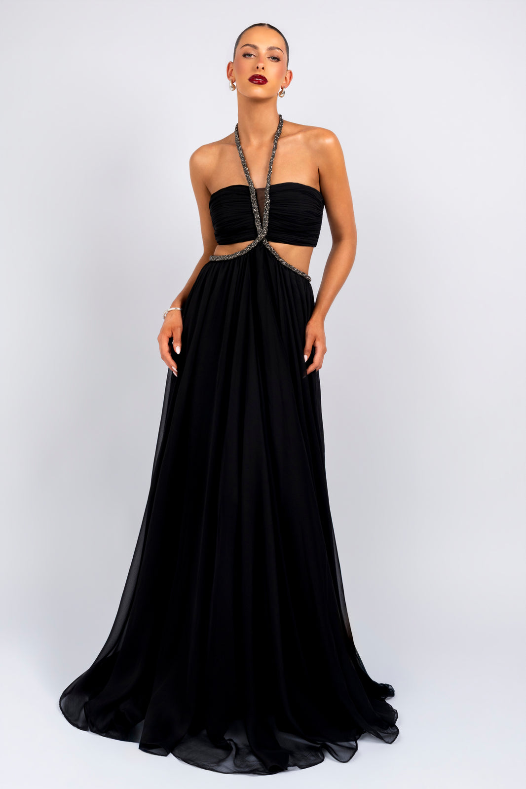 Crystal Chain Cut Out Gown