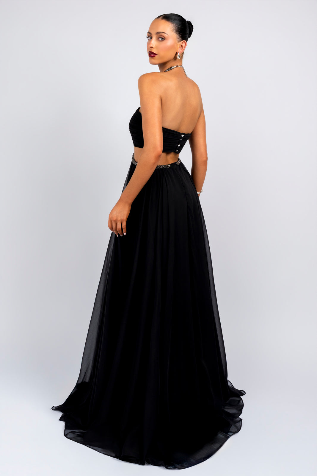 Crystal Chain Cut Out Gown