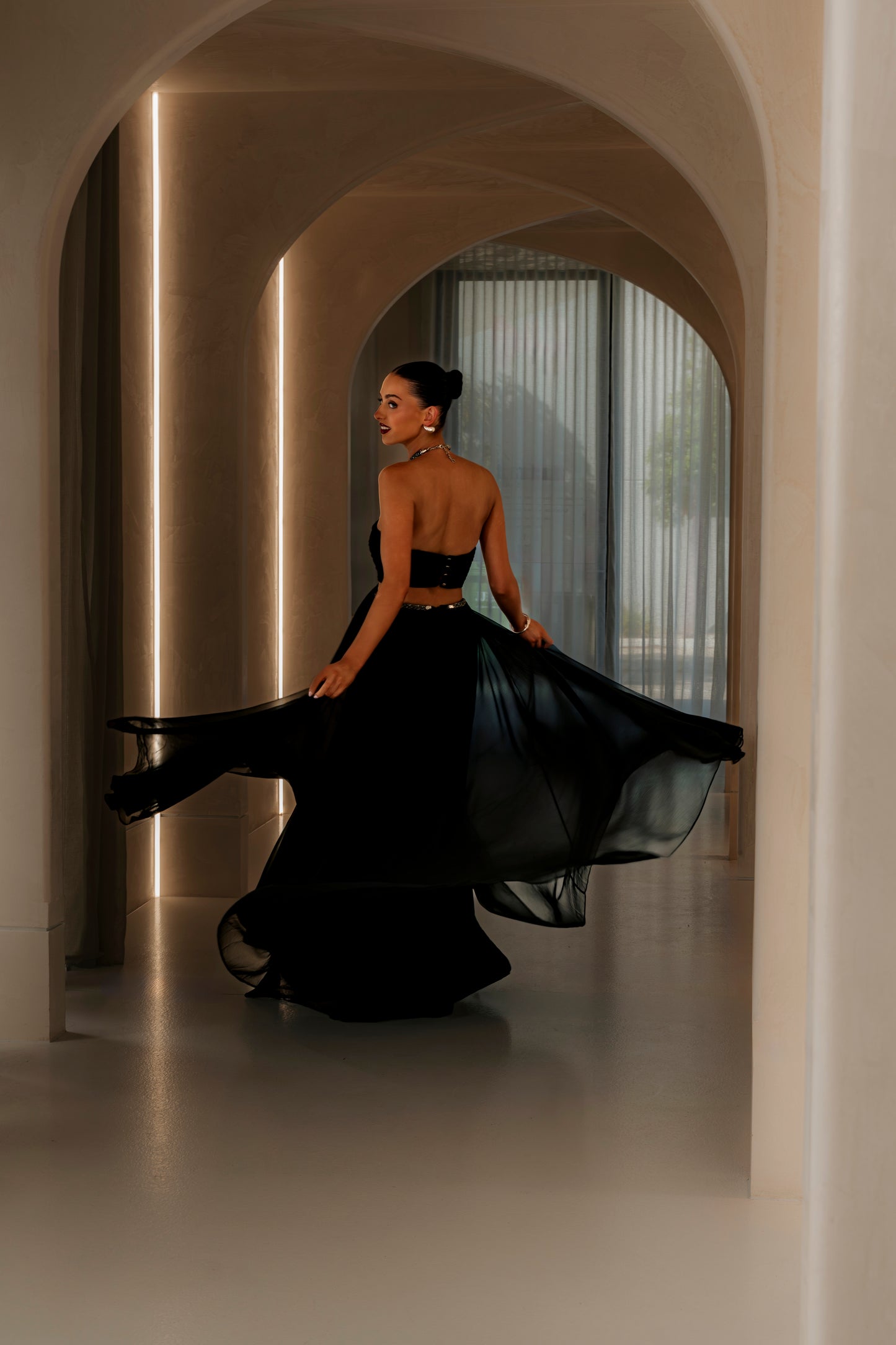 Crystal Chain Cut Out Gown